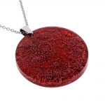 Colier cu medalion roșu din rășină epoxidică transparentă, bijuterii handmade unicat