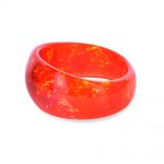 brățară bangle asimetrică din rășină epoxidică, cu nuanțe de ardei roșu chili și galben portocaliu, bijuterie unicat