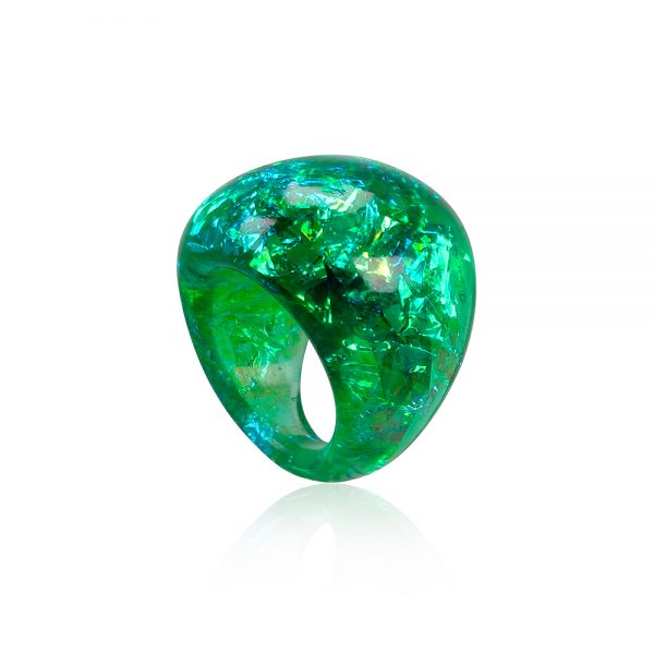 inel verde turcoaz din rășină, bijuterie handmade unicat